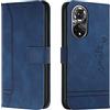 Bravoday Cover per Honor 50, Flip Custodia in Pelle PU Portafoglio Custodia per Honor 50, con Slot per Schede, Blu