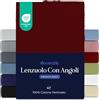 Dreamzie Lenzuola Matrimoniali Cotone 140x200 cm, Altezza Materasso fino a 22 cm - Coprimaterasso Matrimoniale - Borgogna - Certificato senza Prodotti Chimici (Oeko TEX)