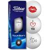 Titleist Tour Soft I Love You - Palline da golf per innamorati, 3 pezzi