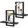 TOWEBOORY Set 2 Mensole da Muro, Mensola da Muro in Legno Mensola Sospesa da Parete Mensole da Parete per Bagno Decorazione Della Parete per Soggiorno, Studio, Bagno, Cucina (Tutto Nero)