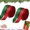 Qunkun Weinachten - Nastro di raso per regali, largo, 4 rotoli da 25 mm x 22 m, colore verde e rosso