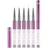 LEA-SHALL 7/9/11/15/20mm Pennelli Unghie Gel Sottile con Tappo per Nail Art Semipermanente 5 Pezzi, LEA-SHALL Set Pennello Linee Fini Professionali Pennellino di Dettaglio Penna Ricostruzione Acrilica