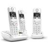 Gigaset AS690A Trio - Telefono fisso wireless con segreteria telefonica, 3 combinati con ampio display retroilluminato per un display ultra leggibile, funzione blocco chiamate, colore: bianco