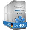 VARTA, PowerOne Batterie per apparecchi acustici tipo 675, 60 pezzi, blu, pile confezione economica, per amplificatore acustico, Made in Germany