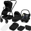 LIONELO Meril Passeggino 3 in 1 con Navicella e Seggiolino Auto 0-48 Mesi | Fino a 22 kg, Ruote All-Terrain 360°, Schienale Reclinabile, Sospensioni, Cappottina XXL e Accessori Inclusi