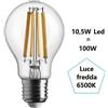 Bot Lighting S.r.l. Lampadina Goccia a led 10.5w Luce Fredda 6500k 1521 Lumen e27 Vetro Traspare bot