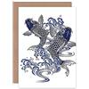 Fine Art Prints - Biglietto di auguri con illustrazione di carpe di Koi giapponesi con busta all'interno di qualità premium