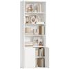 HOMCOM Libreria Moderna 4 Ripiani con Armadietto a 2 Ante in Legno, Mobile Multiuso per Soggiorno, Ufficio e Studio, 59x29x180cm, Bianco|Aosom