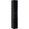 kleankin Colonna Bagno in Truciolato con 2 Ripiani Aperti e 2 Armadietti a 2 Livelli, 30x30x183 cm, Nero e Grigio|Aosom