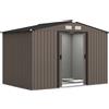 Outsunny Capanno Attrezzi da Giardino con 4 Prese d'Aria e 2 Porte Scorrevoli, Casetta in Acciaio, 277x195x192 cm, Marrone | Aosom Italy