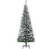 HOMCOM Albero di Natale Innevato in PP Verde con 492 Rami Ignifughi e Base in Acciaio Inox, Ø60x180 cm | Aosom Italy