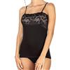 EGI Canotta Donna Spallina in Cotone Modal con Fascia in Pizzo sul Seno Sottogiacca (XL, Nero)