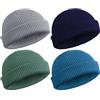 SATINIOR 4 Pezzi Berretto Invernale Trawler Watch Roll Up Edge Skullcap Berretto Pescatore per Donna (Blu Lago, Grigio Verde, Blu Navy, Grigio)