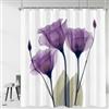 Lerores - Tenda da doccia 180 x 200 cm con fiori viola, con orlo appesantito, anti-muffa, impermeabile, lavabile, in poliestere, con 12 occhielli e anelli per tenda da doccia, per bagno, vasca da