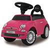 Jamara 460436 - Push-Car Fiat 500 rosa fucsia - Bagagliaio sotto il sedile, Maniglia per spinta e sostegno, Clacson, Protezione da ribaltamento
