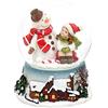Dekohelden24 Bella pallina di neve con pupazzo di neve con bambino, dimensioni circa 8,8 x 7 cm/Ø 6,5 cm