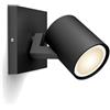 Philips Hue Runner White Ambience, 1 Faretto singolo Smart LED GU10 1x5W, Dimmerabile, Tutte le TonalitÃ di Bianco, , Controllo tramite App o Smart Speaker (Alexa, Google Home), Nero