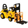Trattore a Pedali per Bambini 3-4 Anni con Muletto e Spazio Portaoggetti, 86x27.5x47.5 cm, Giallo e Nero