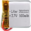 Liter energy battery Batteria 302323 LiPo 3.7V 160mAh 0.592Wh 1S 5C Liter Energy Battery per l'elettronica Ricaricabile Telefono Portatile Smartwatch Orologio GPS - Non adatto per Radiocomando 25x23x3mm (160mAh|302323)