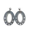 Bianco bijoux orecchino a perno con ovale in resina grigia art. 460647A