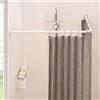 Mirooyu Asta per tenda da doccia a forma di L, asta curva per tenda da doccia, 62-122 cm x 62-122 cm, asta telescopica per bagno e vasca da bagno, in acciaio inox, con 12 ganci ad anello e supporto a soffitto