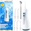 Bodyblooms Idropulsore Dentale Portatile DENTAL V-PRO da 300ml. Idropulsore denti,alta pressione con 5 ugelli +1 specchio per pulizia denti profonda. Water flosser Impermeabile. Irrigatore Orale pulizia profonda