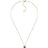 Fossil Collana da donna in acciaio inossidabile, tonalità oro, con chiusura a moschettone e ciondolo a forma di cuore, Verde e oro