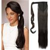SEGO Extension Coda Capelli Clip Coda di Cavallo Finta Ponytail Extensions Hair Sintetici cm 58-lisci Castano Scuro