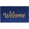 BANZAII TEXTILE INNOVATOR ONLINE Banzaii Zerbino in Cocco da Esterno o Interno con Retro Antiscivolo e Brillantini Glitter Applicati 40x70 cm - Welcome Blu