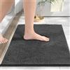HITSLAM Tappeto Bagno Antiscivolo in Ciniglia 50x80cm - Tappetino Bagno Morbido e Assorbente, Lavabile in Lavatrice - Tappeto Doccia per Vasca o WC, Antracite