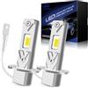 OVVOFPP Lampadina LED H3 30000 LM 220 W 6000 K luce bianca, nuova generazione 2025, replicazione, 1:1 fari alogeni, raffreddamento a doppio foro, plug and play, adattabile a auto e moto, 2 pezzi