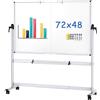 VIZ-PRO Lavagna Magnetica Mobile Bifacciale 180 x 120 cm con Ruote | con Telaio in Alluminio e Supporto, Lavagna Bianca Cancellabile a Secco per Ufficio, Casa e Scuola