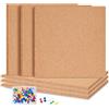 ANPUNAT 6 lavagne autoadesive quadrate in sughero da parete con 100 puntine per bacheca in sughero, decorazione per casa, scuola, ufficio (30,5 x 30,5 x 0,6 cm)