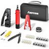 AMPCOM Kit di crimpatrice Ethernet 9 in 1 Pass Through RJ45/RJ11 per STP Cat7/6A UTP Cat6/5E/5 RJ45 con 110 punch Down Tool Wire Stripper in custodia impermeabile portatile