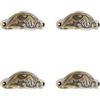Infinity Decor Confezione da 4 maniglie a forma di conchiglia floreale in ottone massiccio, finitura in ottone anticato, adatte per armadietti da cucina, cassetti, mobili, porte, 100 mm