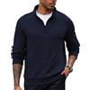 PINSPARK Felpa da uomo con zip a 1/4, pullover con colletto alto, a maniche lunghe, con chiusura lampo, senza cappuccio, casual, polo shirt, per autunno e inverno, 3XL