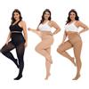 CozyWow Collant da donna elasticizzati, semi-opachi, taglie XL-4XL, nero+colore della pelle+colore della pelle chiaro, XL