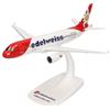 Herpa aereo Snap-Fit in miniatura Edelweiss Air Airbus A320 - nuova livrea, miniatura in scala 1:200, pezzo da collezione, modello con base, plastica