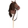 PINOLINO Cavallo a Spina Lucky Marrone, Peluche Cavallo su Bastone di Legno, Cavallo Bastoncino per Bambini dai 3 Anni in su, Giocattolo per Interni ed Esterni, Cavallo da Gioco con Briglia
