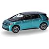 Herpa modellino VW ID.3, turchese Makena metallizzato (tetto nero), miniatura in scala 1:87, pezzo da collezione, Made in Germany, modello in plastica