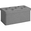 Sweetcrispy - Panca pieghevole con vano portaoggetti, 76 x 38 x 38 cm, contenitore con coperchio come sgabello e poggiapiedi, portata fino a 300 kg, per soggiorno, camera da letto, corridoio, grigio