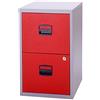 Bisley Home - Armadietto sospeso PFA, 2 cassetti HR, in metallo, corpo 506, colore grigio chiaro, parte anteriore rosso cardinale, 40 x 41,3 x 67,2 cm