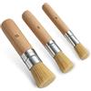 CIATBYYJ Set di 3 pennelli rotondi per stencil in legno di alta qualità, rotondi, setole naturali, pennelli per pittura ad olio, acquerello, gesso fai da te (3 misure)
