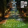 CORST Tenda luminosa a forma di stella, per esterni, con spina e finestra, 335 LED, 8 illuminazione per interni, giardino, albero (blu + bianco)
