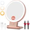 Auxmir Specchio Trucco con Luci LED, Specchio Ingranditore 30X/1X a Doppio Lato, Luminosità Regolabile a 3 Colori, Specchio da Tavolo Pieghevole con Foro per Appendere, Ricaricabile e Portatile