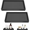 XiaoXiaoZhiJia 2 Pezzi Vassoio Portaoggetti da Bagno in Silice,Vassoi Decorativi per Bagno,Adatto per bagni, camere da letto, lavabi, cucine e soggiorni ((Quadrato nero - 20 × 10 × 2 cm))