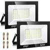 PPSSOHU Faretto LED da Esterno 50W 2 PEZZI,72 Perle Faro LED da Esterno 5000LM 7000K Super Luminoso Bianco Freddo Luce di Sicurezza,IP67 Impermeabile Faretti LED per Giardino,Cortile,Terrazza,Patio,Garage