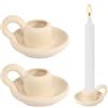 GFUEIGJ Portacandele in ceramica, set da 2 pezzi, portacandele in ceramica, stile nordico, con manico, per decorazione da tavolo, feste, matrimoni (beige)