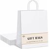Switory Sacchetto di carta Kraft 25pc con manici, 20x12x26,5cm Sacchetto regalo shopping bianco con manici intrecciati per bomboniere, imballaggio, personalizzazione, trasporto,merce, matrimonio