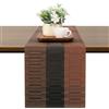 Chitomars Runner Tavola Moderno, PVC Lavabile Riutilizzato Runner Tavolo Resistente al Calore Rustica Runner da Tavolo per la Decorazione di Tavoli (Nero Marrone, 30 x 135 cm)